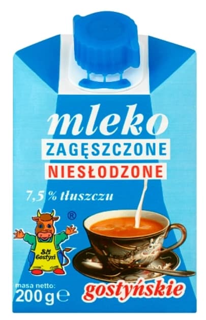 SM GOSTYN Mleko gostynskie zageszczone nieslodzone 7,5% tluszczu. 14,95 zl/kg